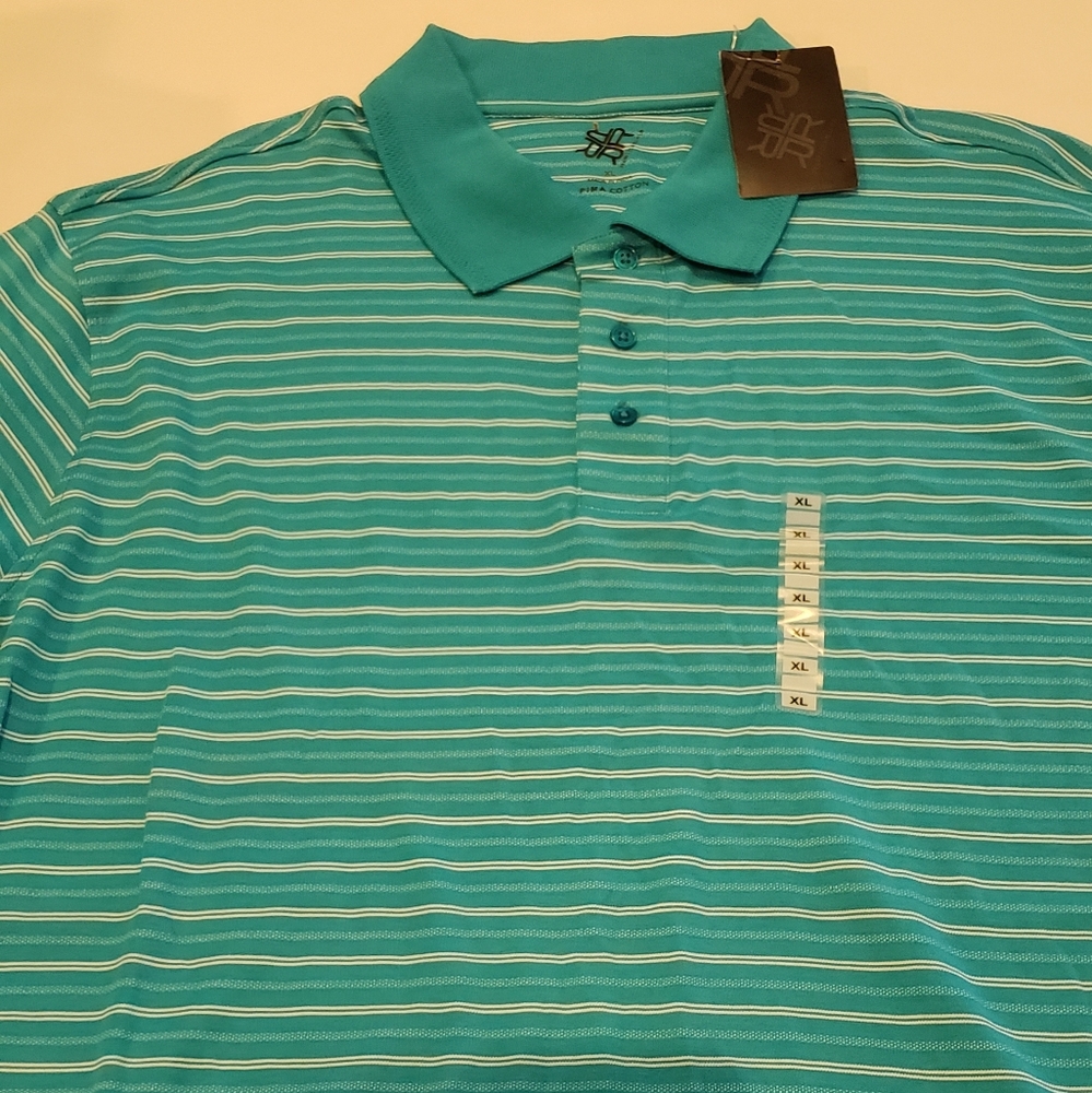 R&R pima cotton polo turquoise shirt size XL